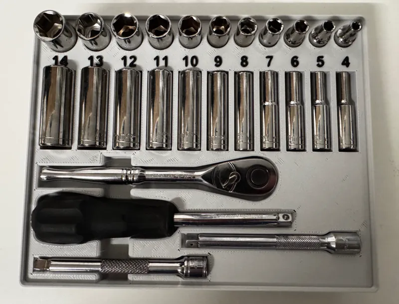 Halfords Advanced 1/4" ratchet set gridfinity bin