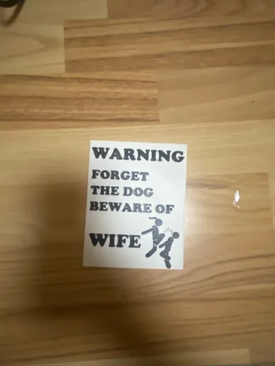 Cartello Metallo Umoristico Per Garage – "Warning: Forget The Dog, Beware Of Wife" – 30,5x20,3 Cm – Insegna Da Parete Per Uomo - 5