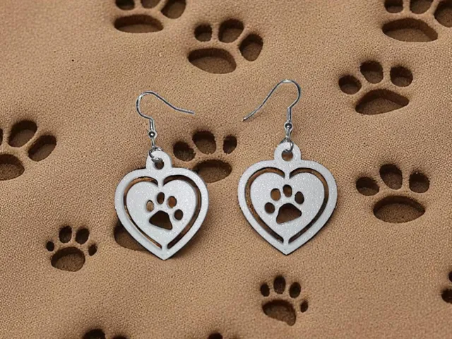 Paw in heart v2 earrings