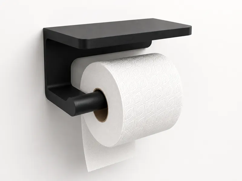 Wall-Mounted Toilet Paper Holder with Phone Shelf