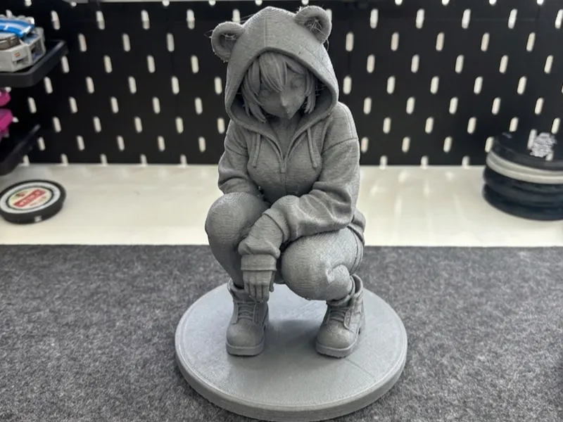 Cute Bear Hoodie Girl | Stylish Desk Statue