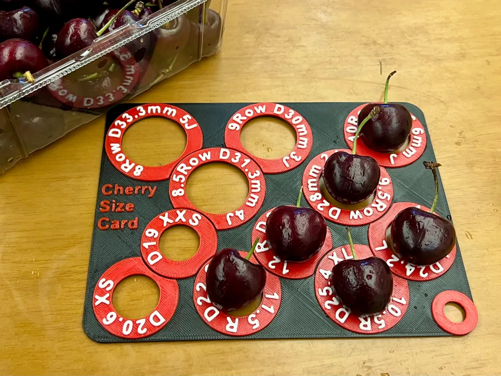 Cherry Measuring Ruler Cherry Size Measurement Card with Grade Markings - Free 3D Print Model ...