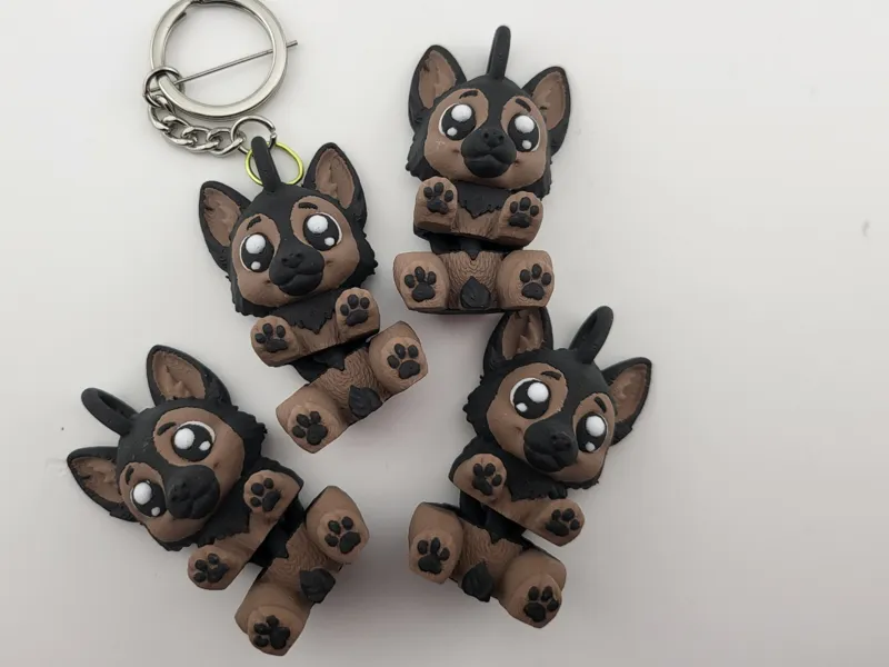 German Shepherd Keychain Flexi Toy Kawaii Fidget