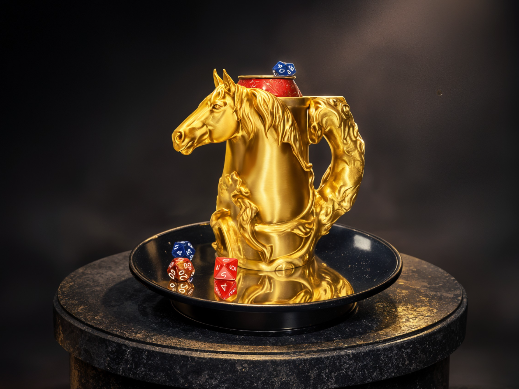 Gold Horse Dice Mug - GET 300 Models PATREON