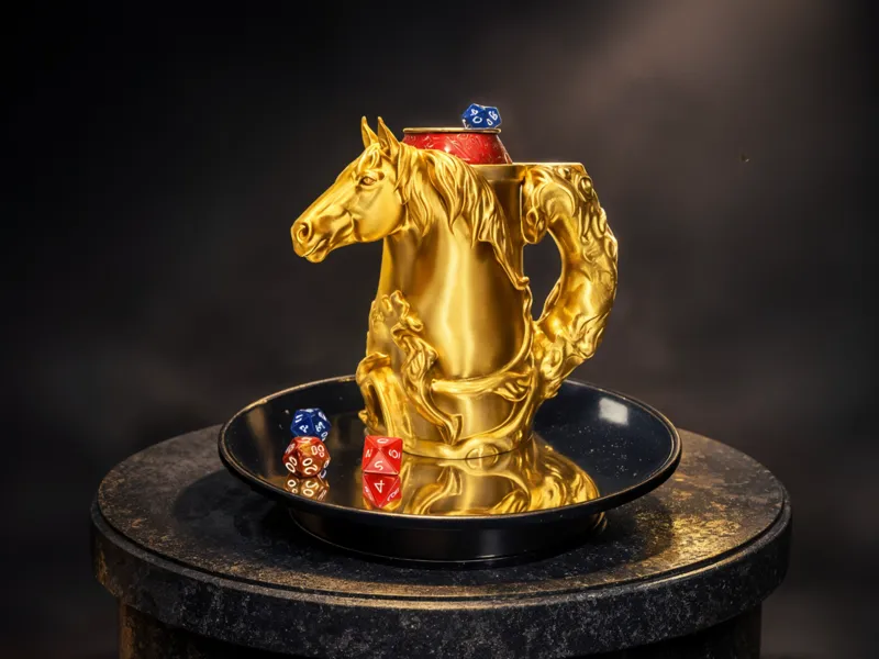 Gold Horse Dice Mug - GET 300 Models PATREON