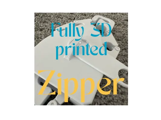 Fully 3D printed zipper