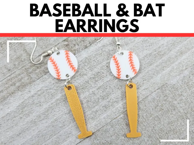Baseball and Baseball Bat Dangle Earrings