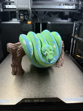 Modelo para impresión 3D: Grüner Baumpython – realistisch - Morelia viridis — vista de referencia 3
