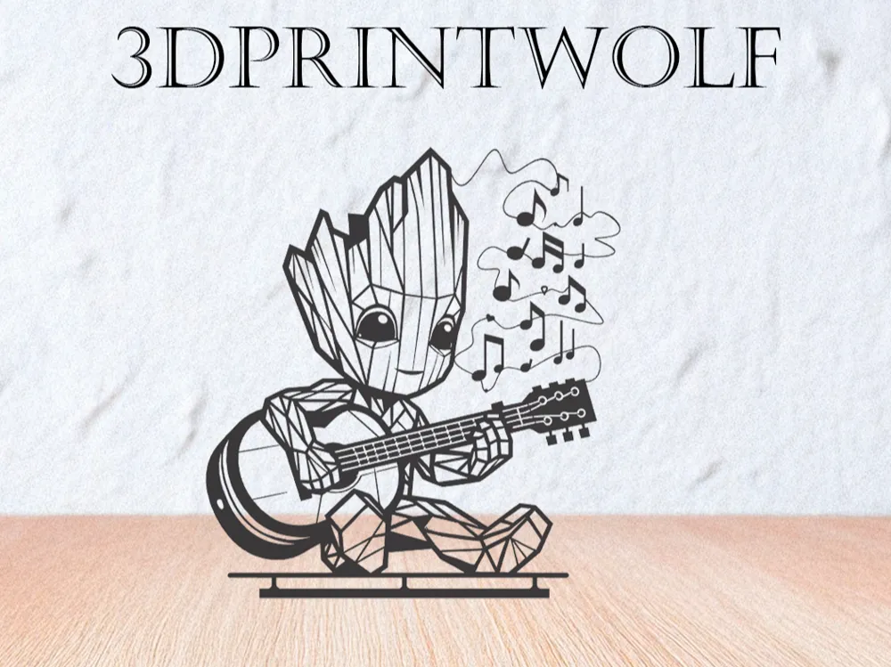 Kid Groot Playing a guitar V.2 by 3DPrintWolf MakerWorld: Download Free ...