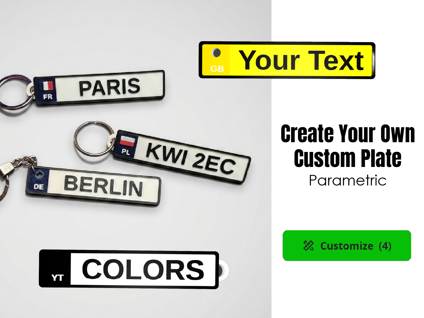 Customizable License Plate Keychain Generator