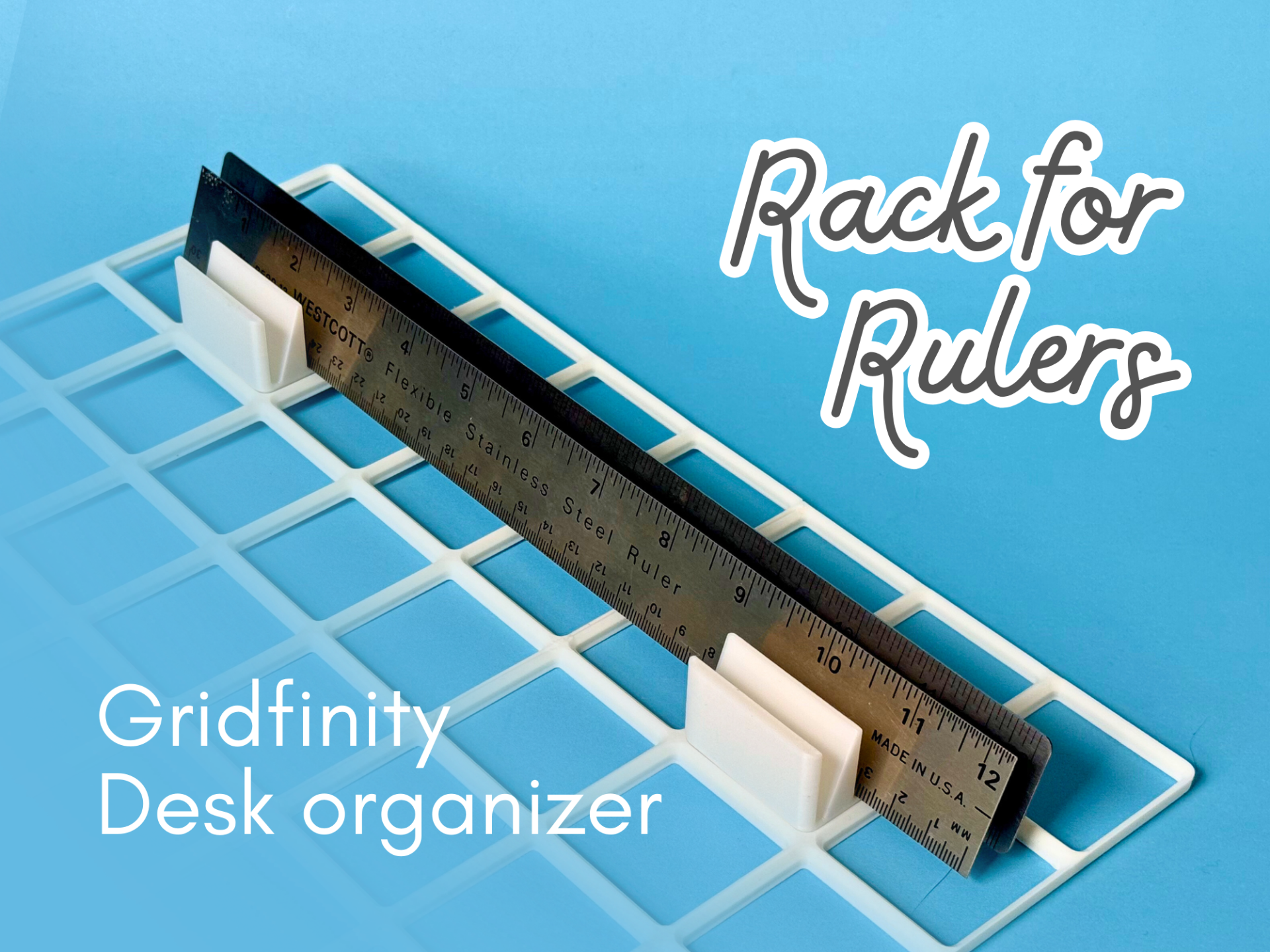 Gridfinity slots/rack for rulers 
