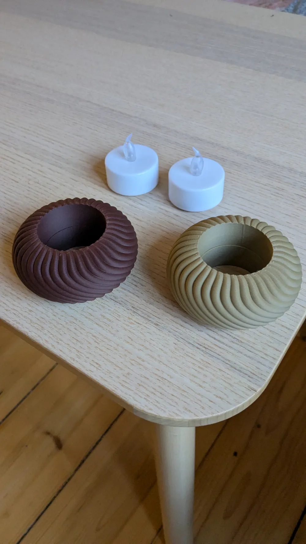 Mini Ribbed Tea Lights Modern ribbed LED tea light holder by Toons MakerWorld: Download Free ...