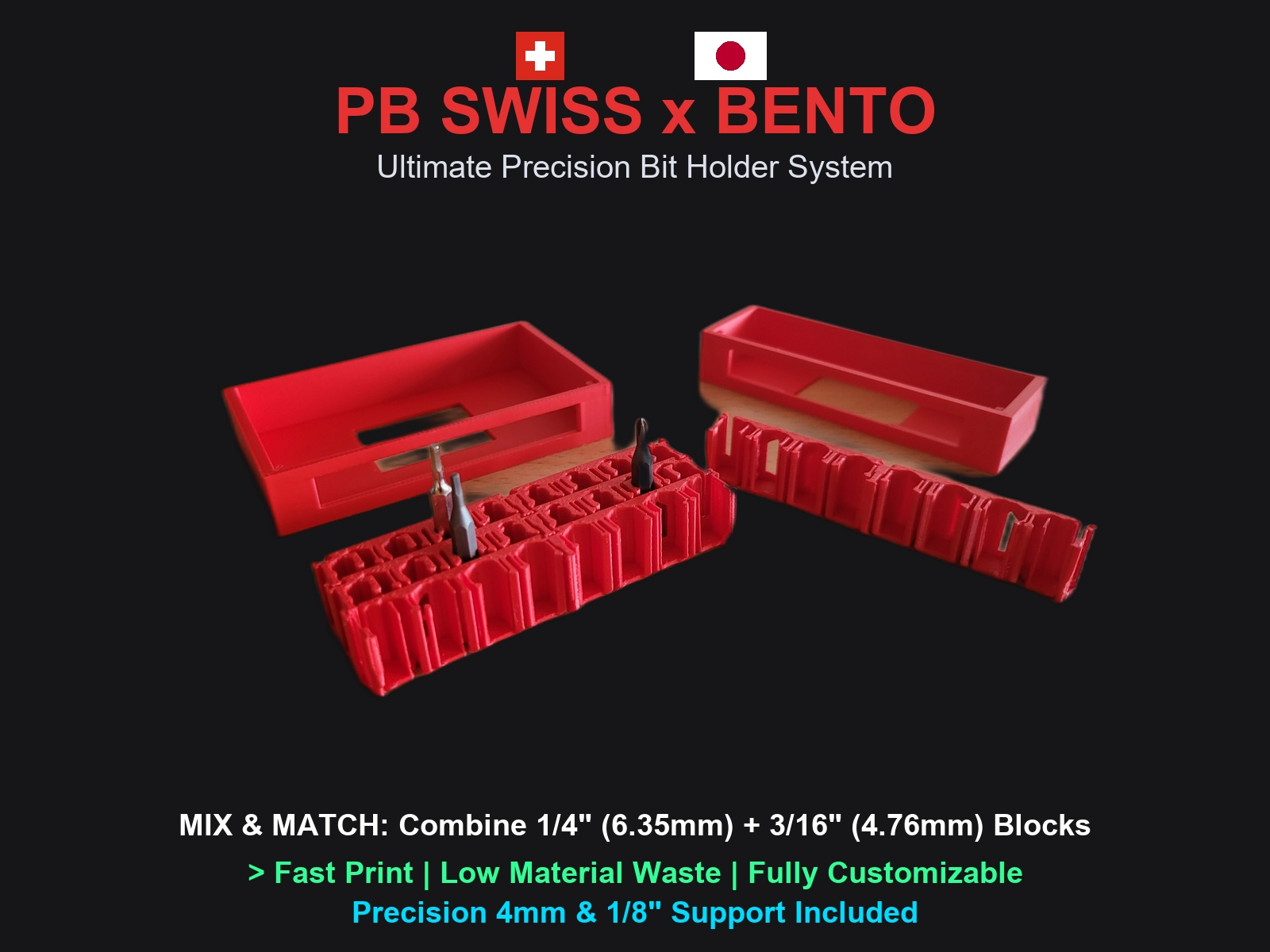 Bit block (PB Swiss X Bento fusion) - 1/4" & 3/16"