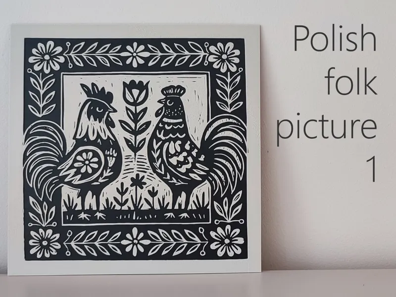 Polish folk picture 1 - linocut style