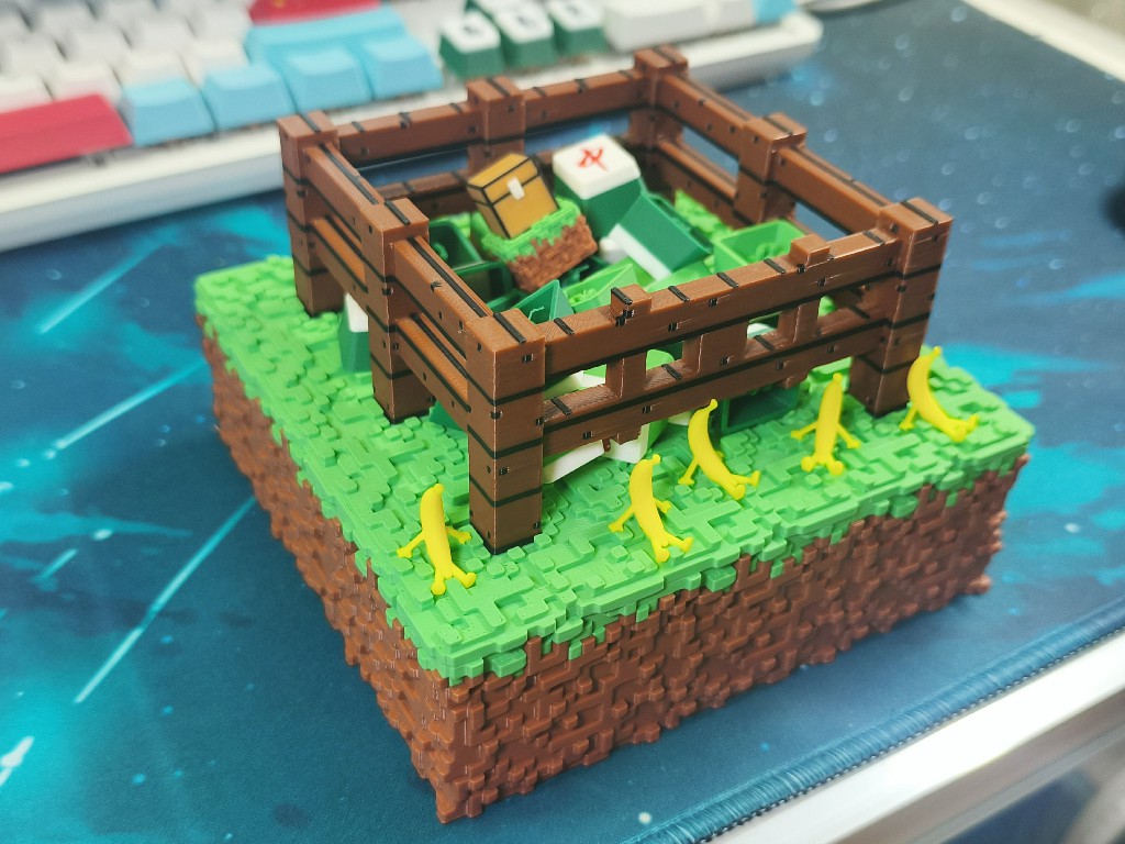 Miniatura 2 do modelo 3D MC草方块栅栏，收纳，摆件