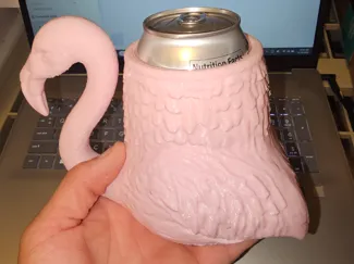 Pink Flamingo soda can coozie
