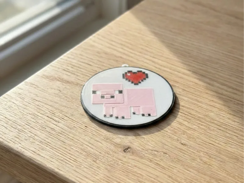 Minecraft pig heart  Keychain