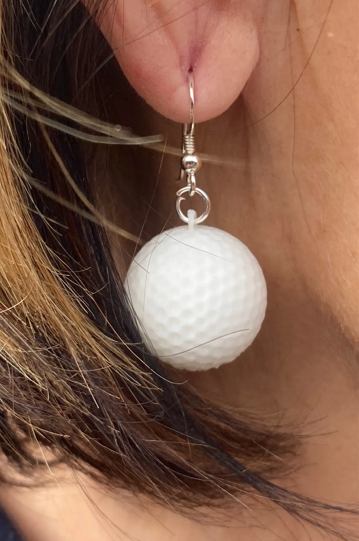 Golf ball earrings view 2