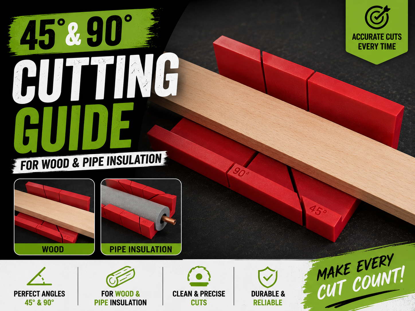 45° & 90° Cutting Guide for Pipes, Trim & Profiles