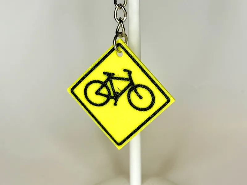 Cyclist Sign Keychain