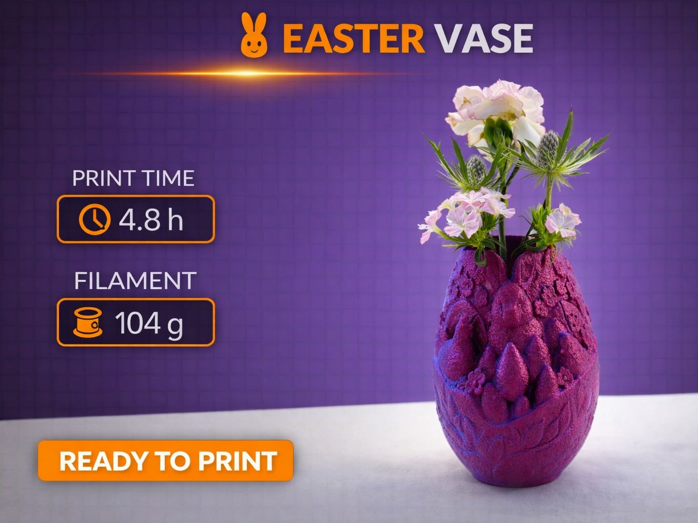 Oster-Vase Hasen, Eiern & Küken I Fuzzy Skin Optik