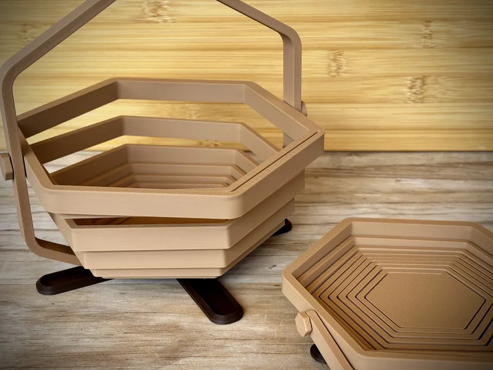 Foldable Basket | Spiral Hexagon Bowl by Matthew Ghost MakerWorld ...
