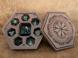 D&D Dice Box with character slot Celtic/Viking