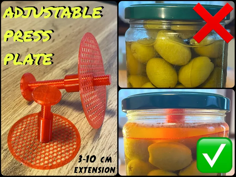ADJUSTABLE JAR PRESS PLATE - ALL SIZES - THREADED