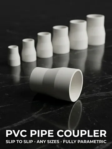 Tapa o cubierta: PVC Pipe Coupler (F2F) - All Sizes, Parametric — vista de referencia 2