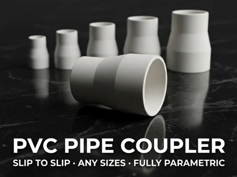 Tapa o cubierta: PVC Pipe Coupler (F2F) - All Sizes, Parametric — referencia de MakerWorld