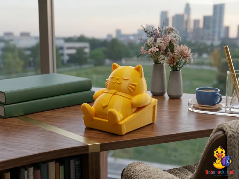 Relaxing Office Cat Figurine