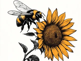 Sunflower and Bee Hueforge