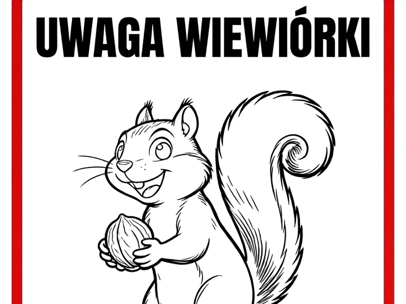 SIGN Uwaga Wiewiórki Zwolnij