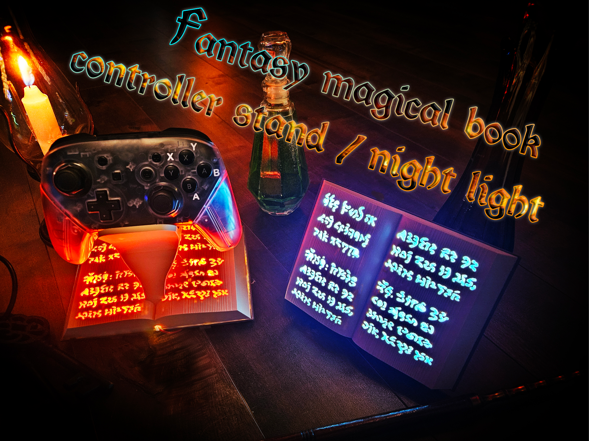 Fantasy magical book Controller stand Night light