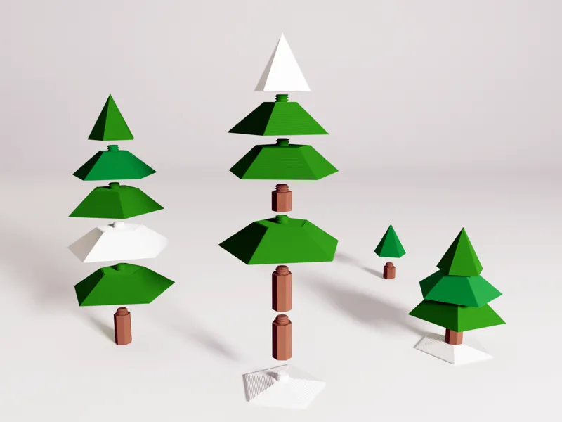 Modular LowPoly Christmass Tree - screw joint pine