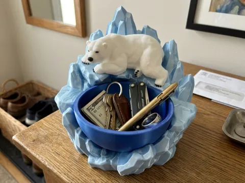 Organizador: Polar Bear Glacier Catchall Tray Desk Organizer — referencia de MakerWorld