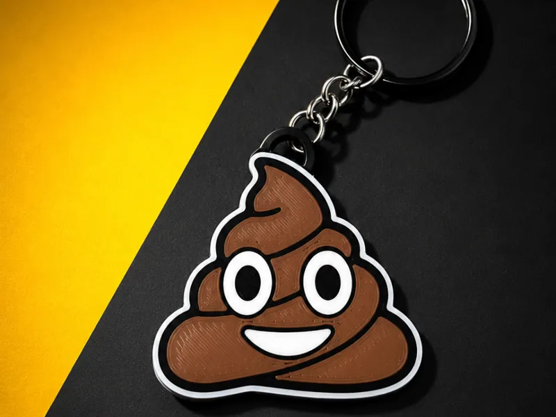 funny poop emoji keychain