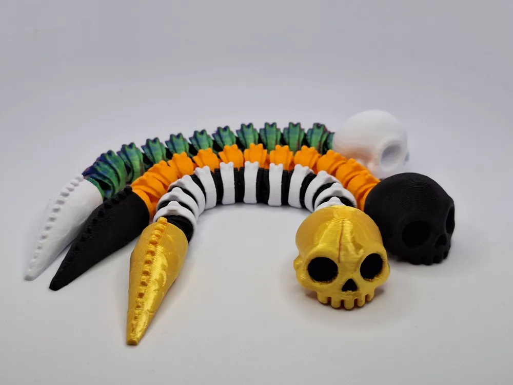 Flexi Skull Snake – Halloween Articulated Snake - Free 3D Print Model ...