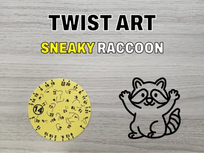 Twist Art 14 Raccoon - Rotary Drawing Stencil
