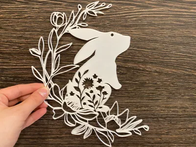 Easter Bunny in a floral wreath