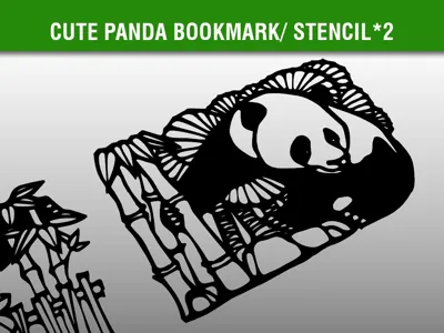 Adorable Panda Bookmark/Stencil 