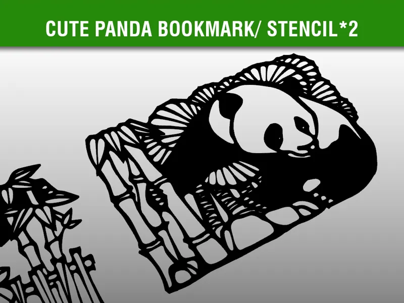 可爱熊猫书签Cute Panda Bookmark/Stencil 