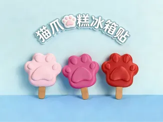 猫爪雪糕冰箱贴