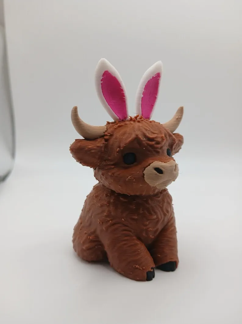 Easter Bunny Highland Cow - Free 3D Print Model - MakerWorld