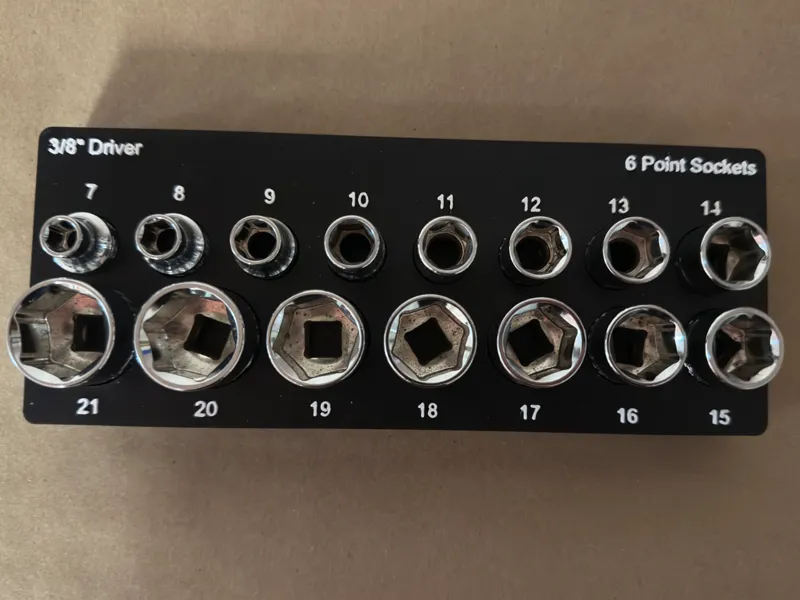 Gridfinity 3/8 socket 6 Point tray (Metric)