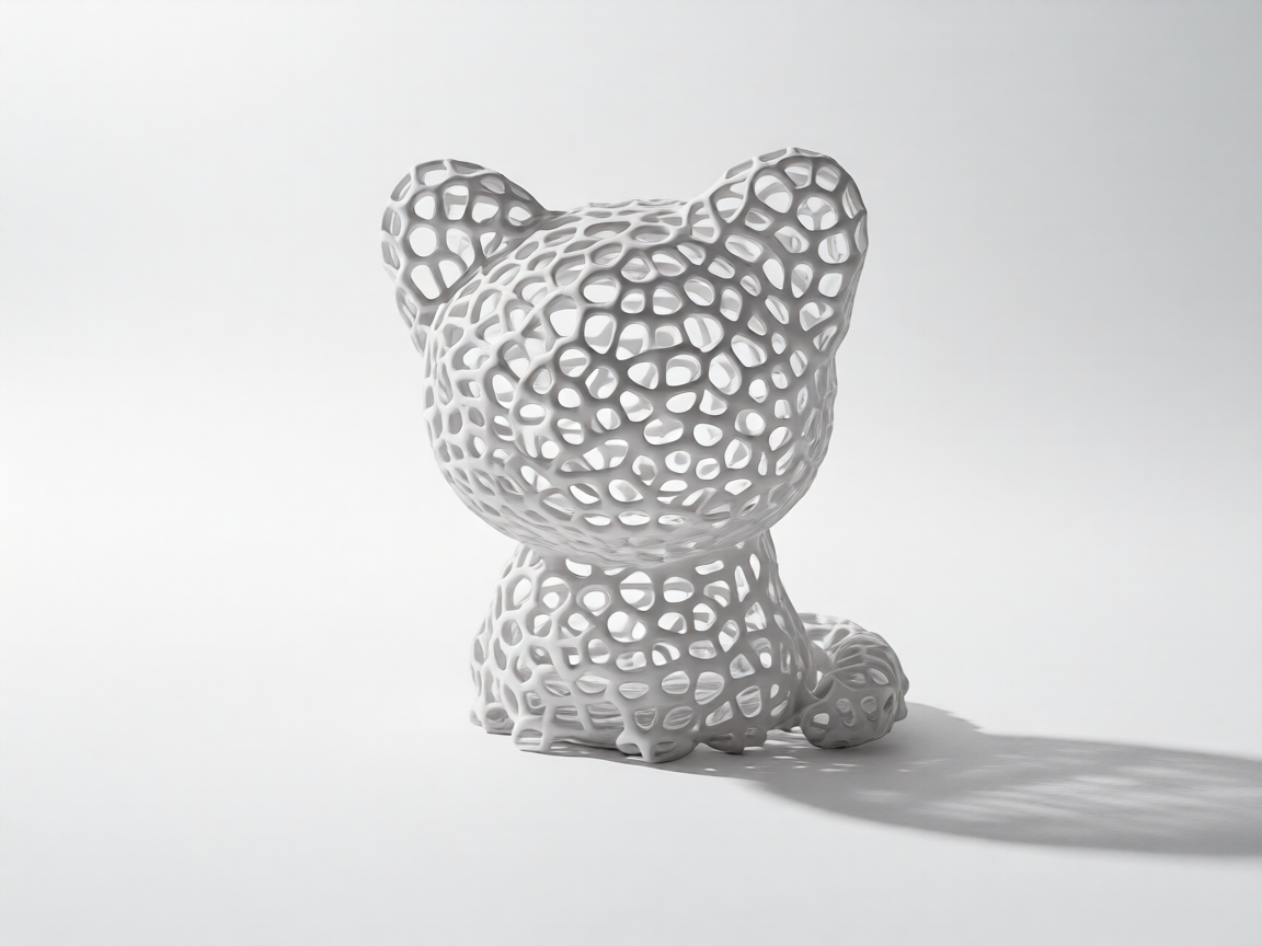 Voronoi Cat Sculpture | Lightweight 10g
