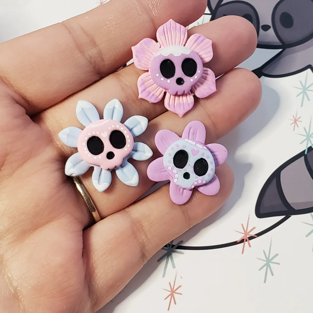 Floral Skull Polymer Clay Earring Cutter Set view 2