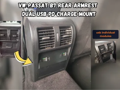 VW Passat B7 Rear Armrest Dual USB PD Charge Mount