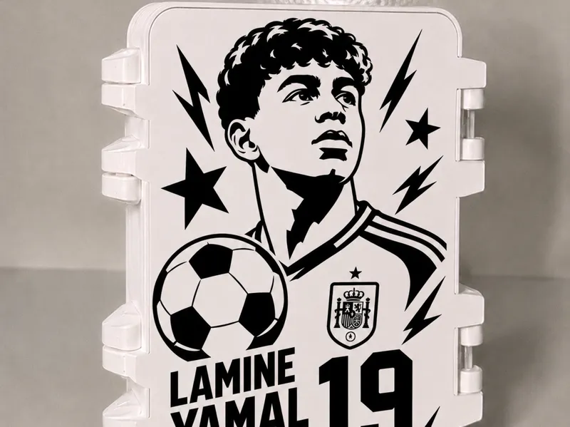 Caja organizadora de cromos de fútbol Lamine Yamal