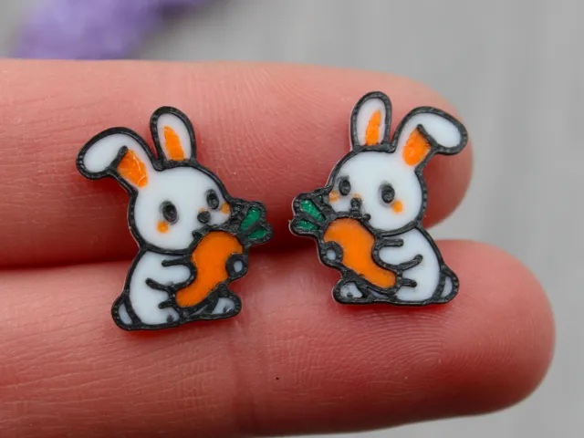 Cute Easter Bunny with Carrot Earrings